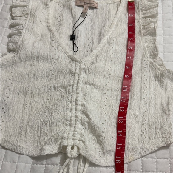 BCBGMaxAzria White Eyelet Ruffle Blouse - Picture 5 of 7